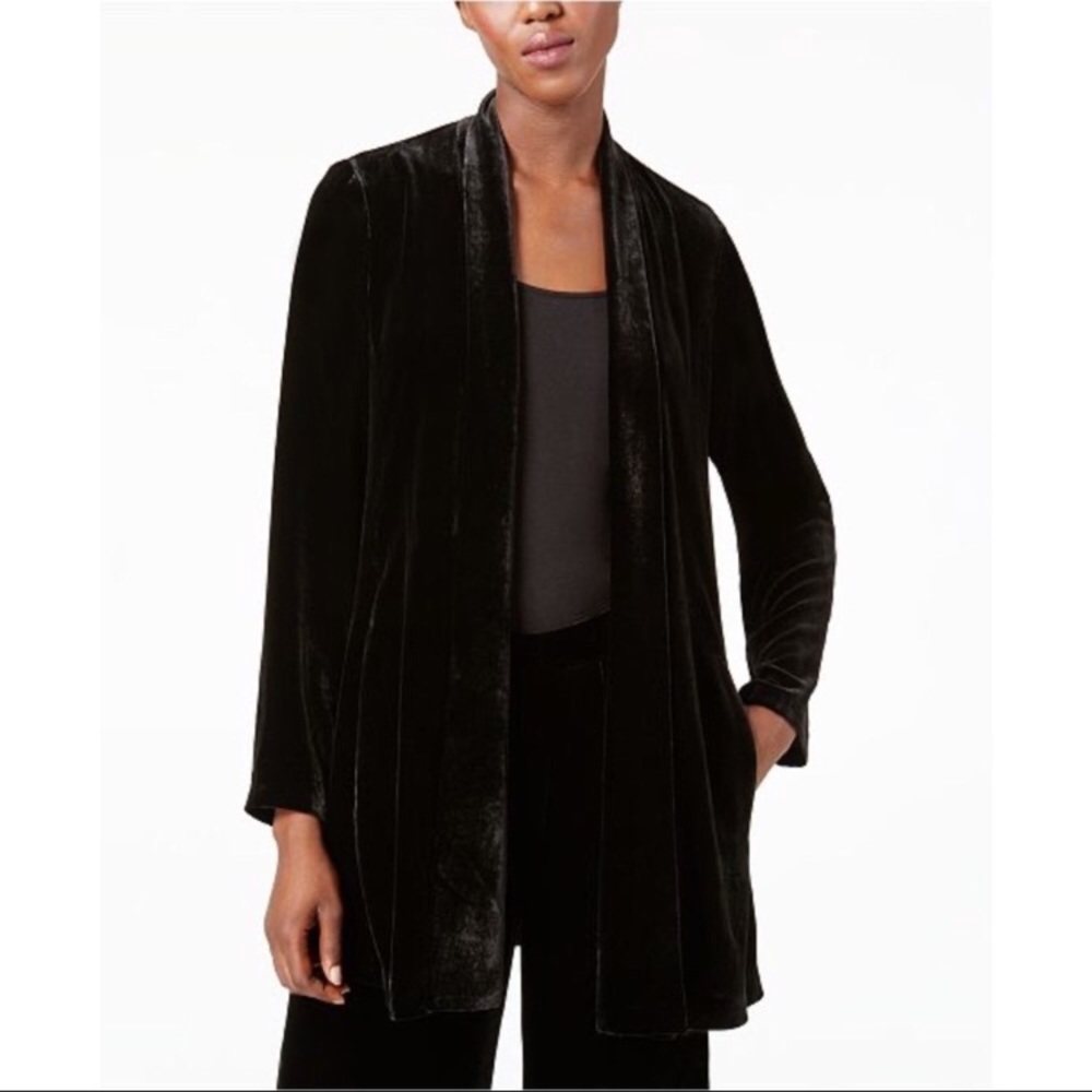 Impressions Lifestyle Black Velour Cardigan Size S